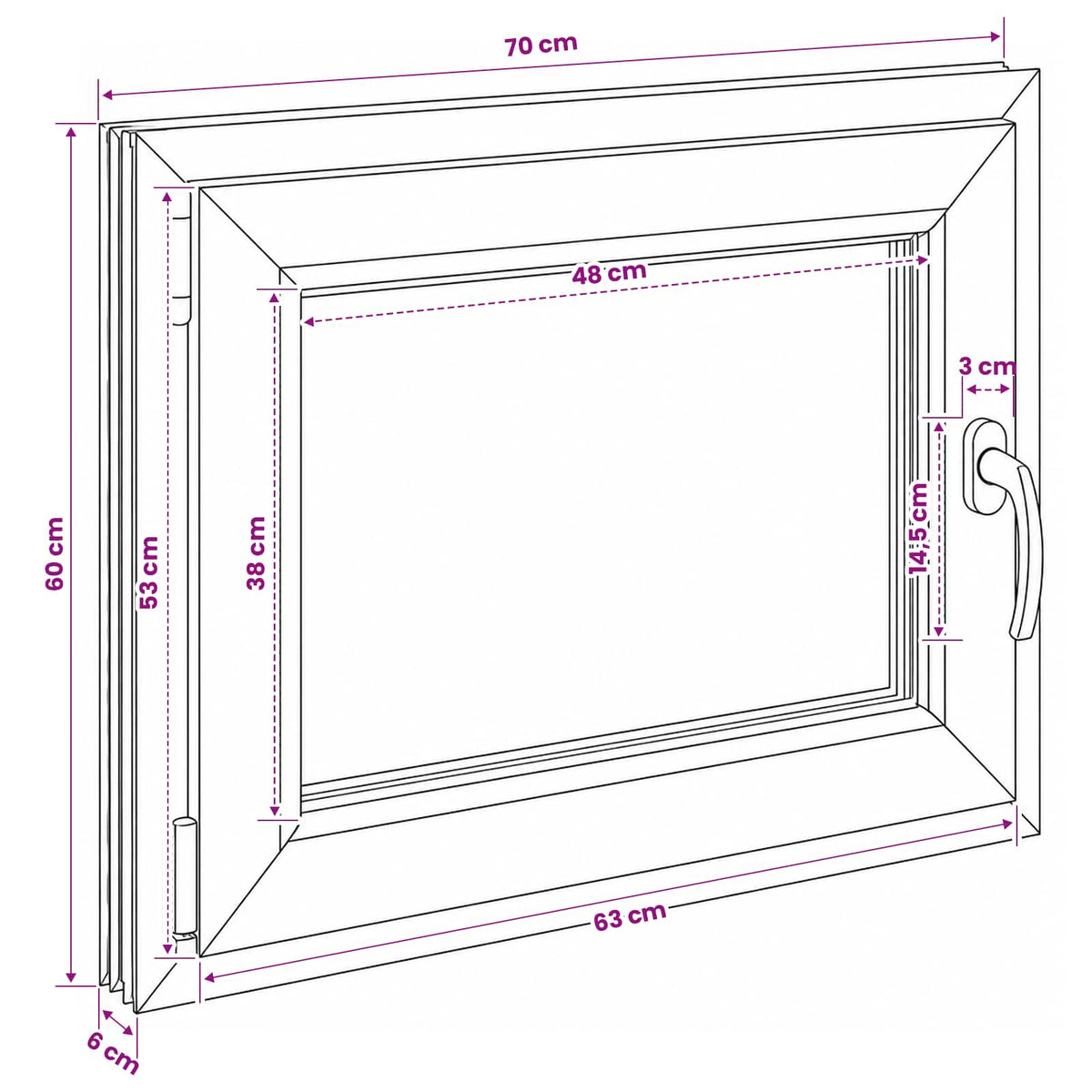 Kelderraam RISOR 70 x 60 cm PVC en glas