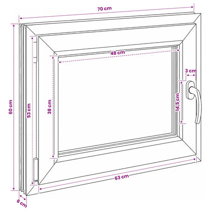 Kelderraam RISOR 70 x 60 cm PVC en glas