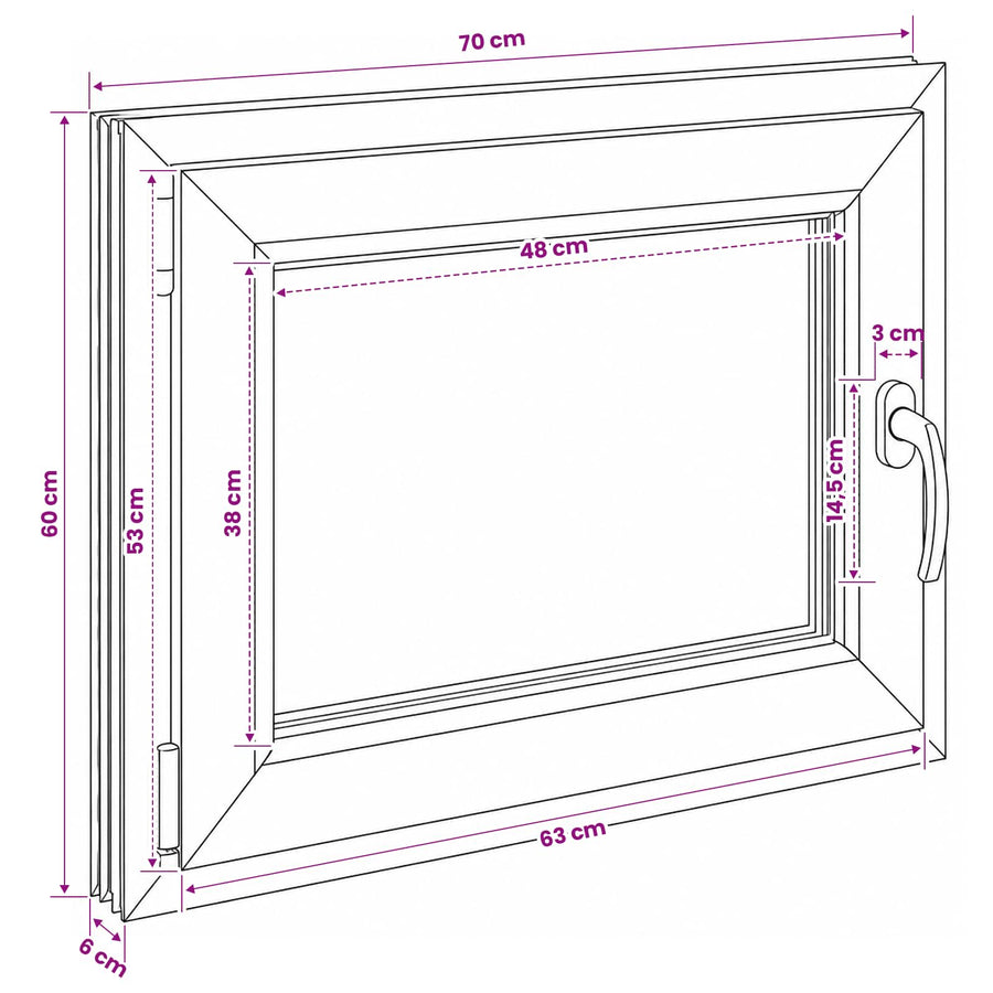 Kelderraam RISOR 70 x 60 cm PVC en glas