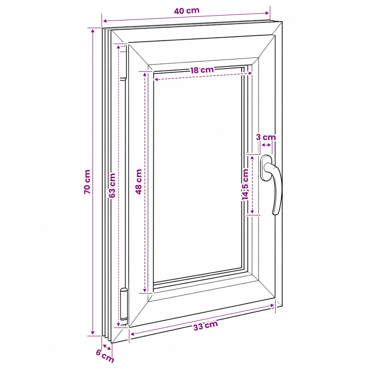 Kelderraam RISOR 40 x 70 cm PVC en glas