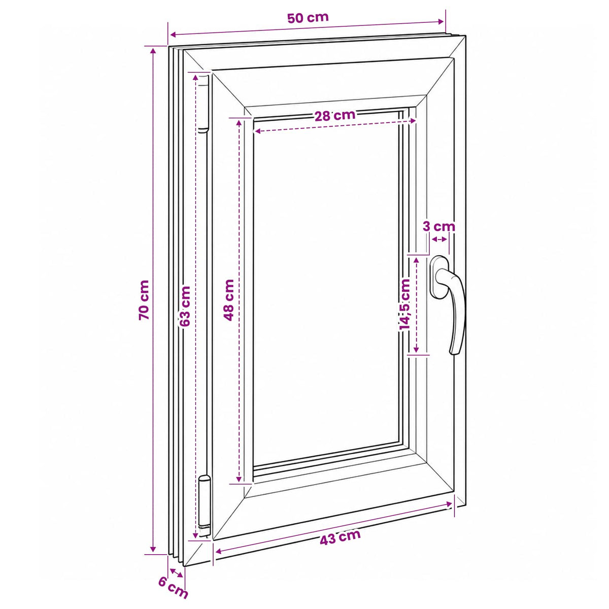Kelderraam RISOR 50 x 70 cm PVC en glas