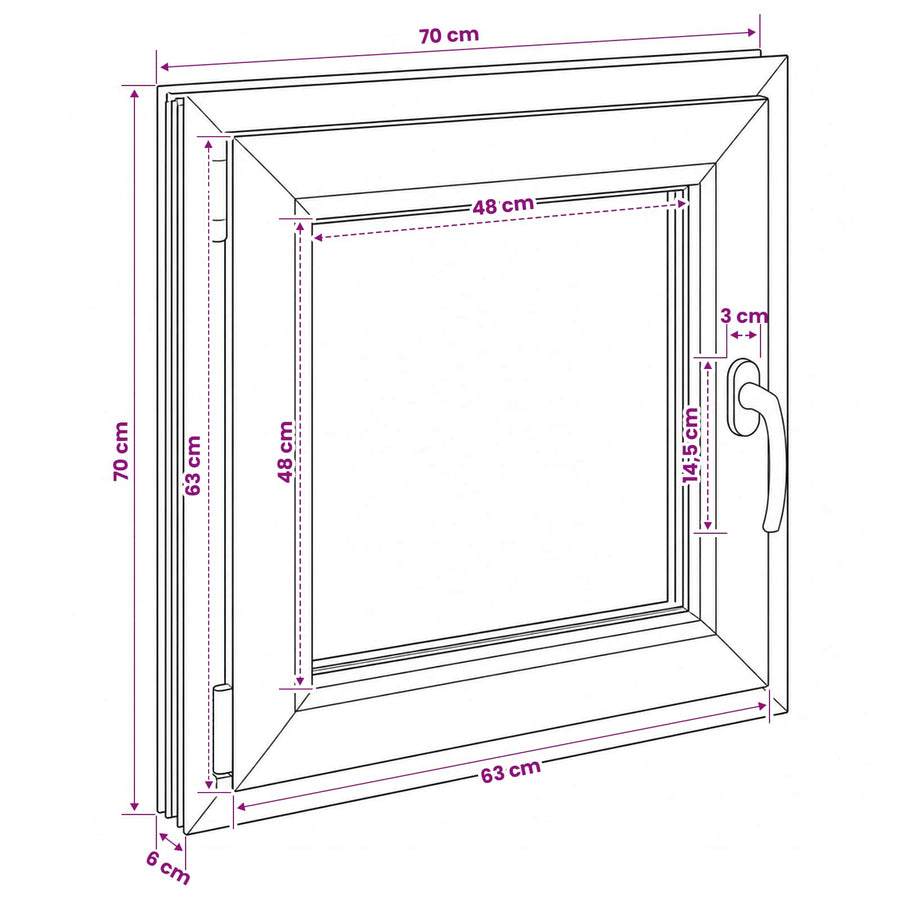 Kelderraam RISOR 70 x 70 cm PVC en glas