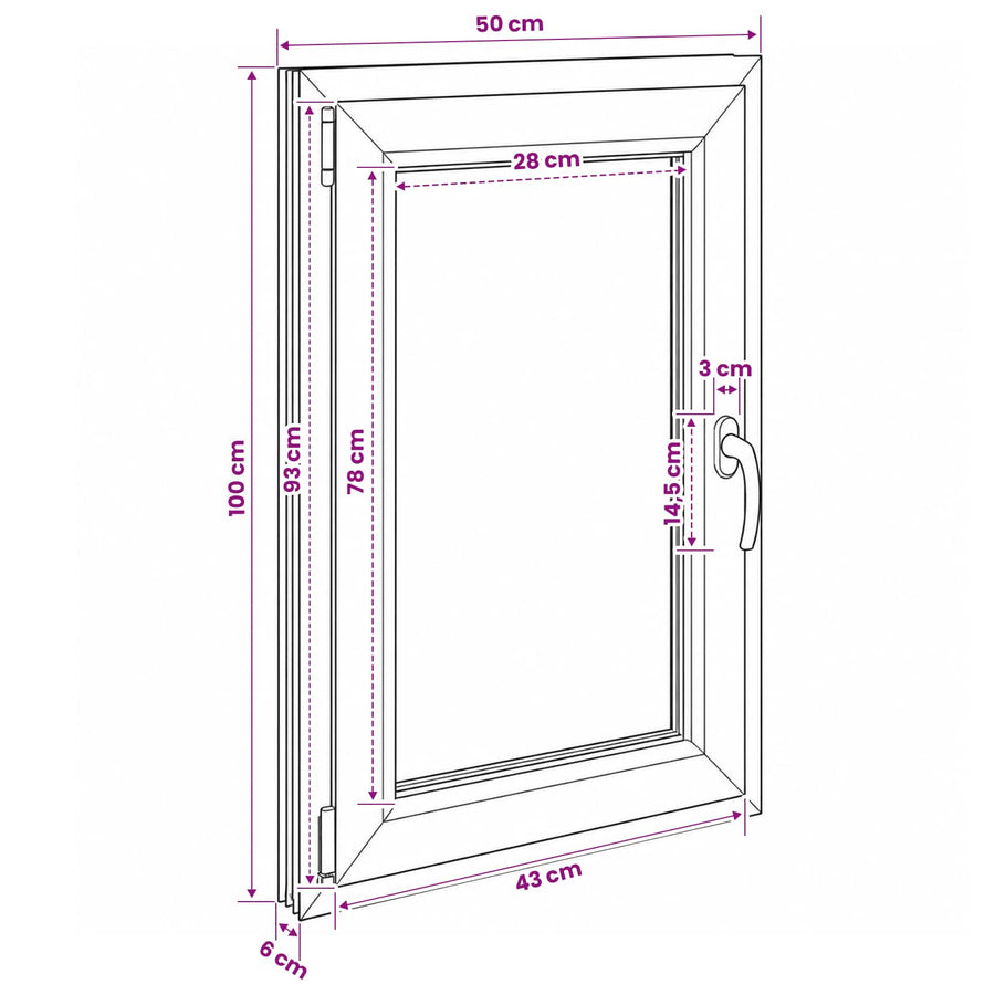 Kelderraam RISOR 50 x 100 cm PVC en glas