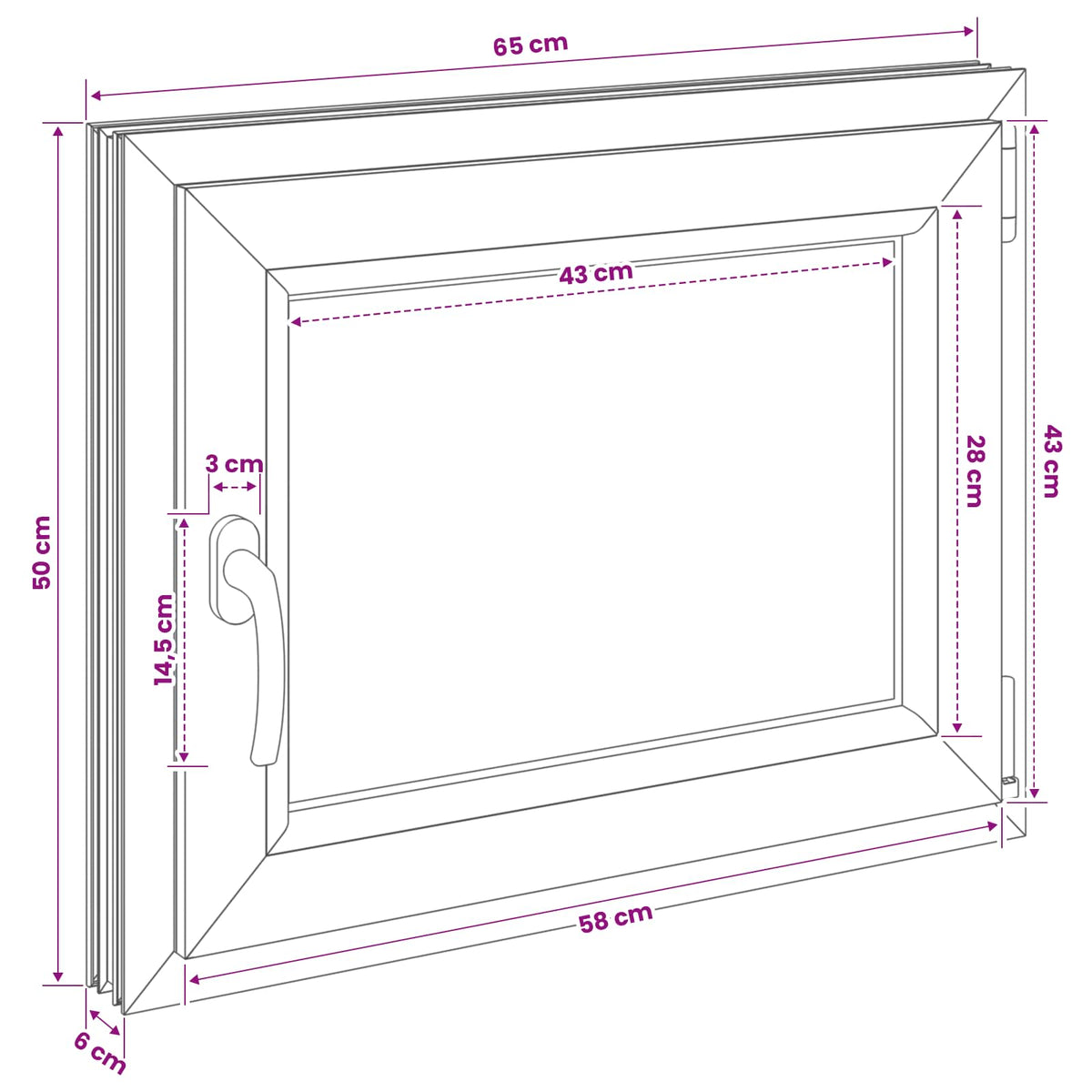 Kelderraam RISOR 50 x 55 cm PVC en glas