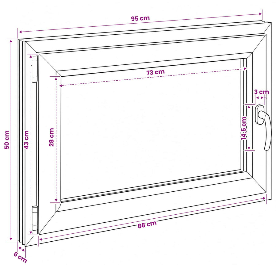 Kelderraam RISOR 95 x 50 cm PVC en glas