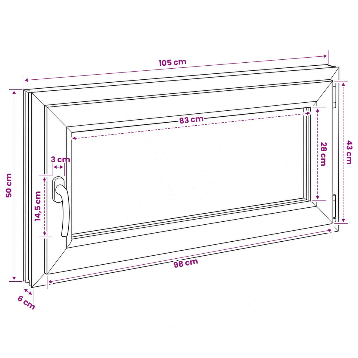 Kelderraam RISOR 50 x 55 cm PVC en glas