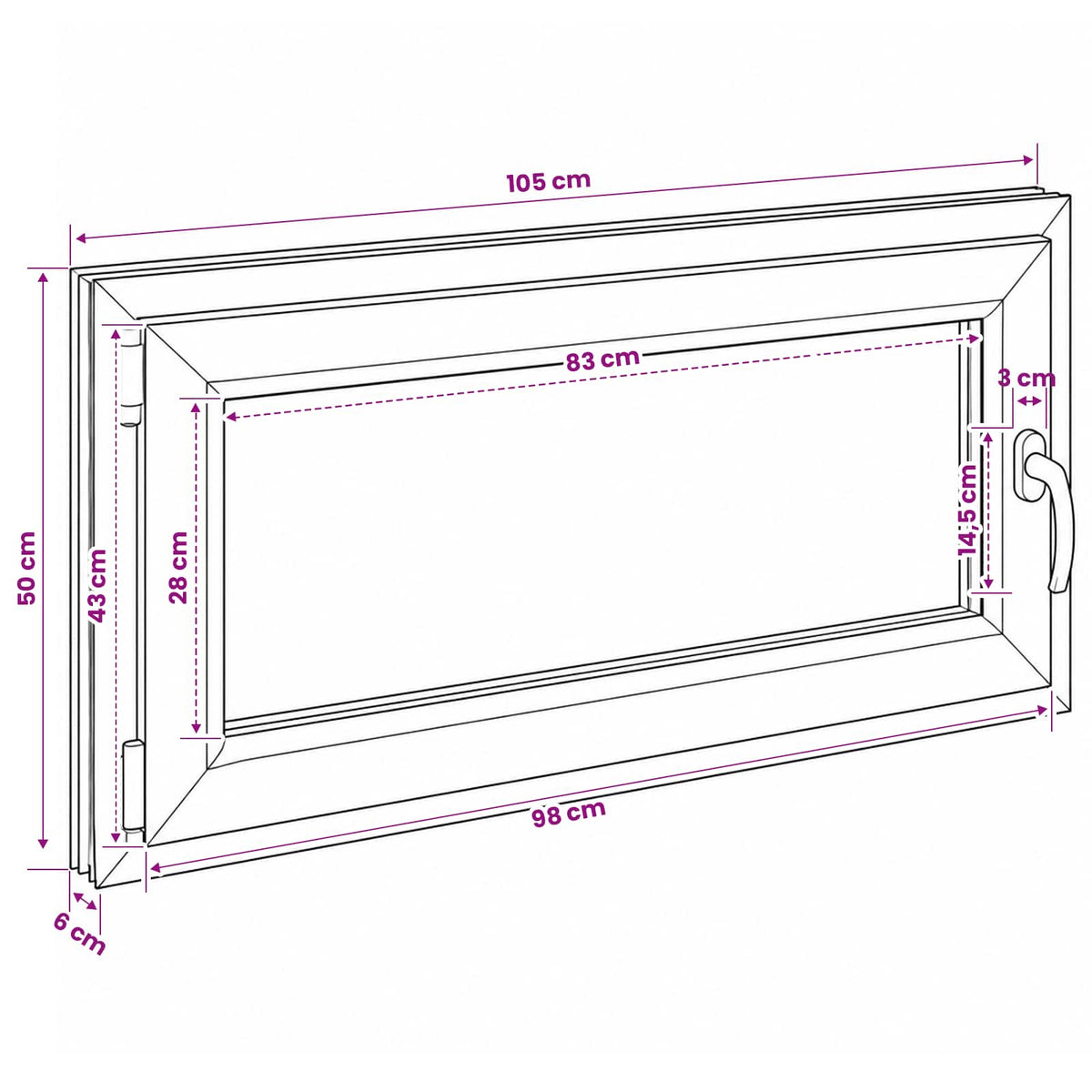 Kelderraam RISOR 50 x 55 cm PVC en glas