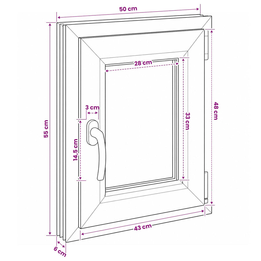 Kelderraam RISOR 50 x 55 cm PVC en glas