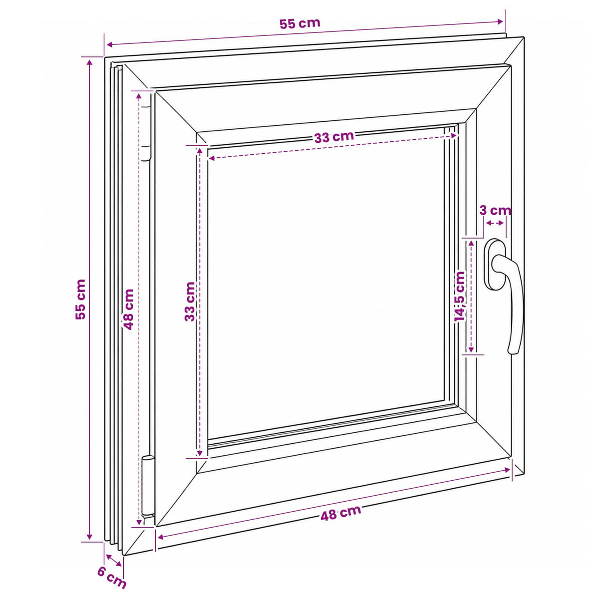 Kelderraam RISOR 55 x 55 cm PVC en glas