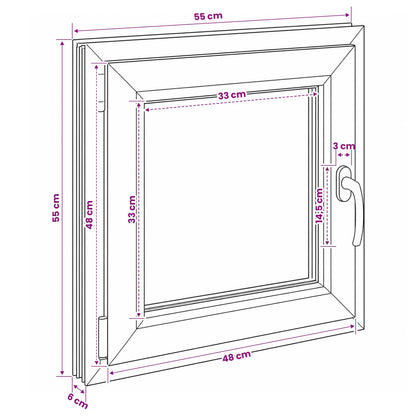 Kelderraam RISOR 55 x 55 cm PVC en glas