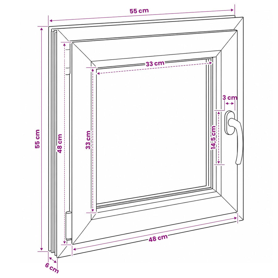 Kelderraam RISOR 55 x 55 cm PVC en glas