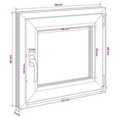 Kelderraam RISOR 60 x 55 cm PVC en glas