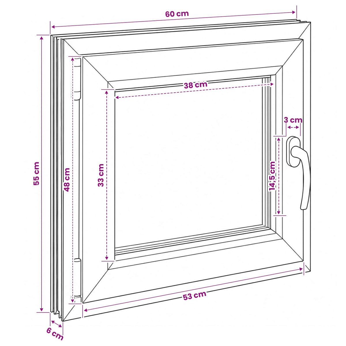 Kelderraam RISOR 60 x 55 cm PVC en glas