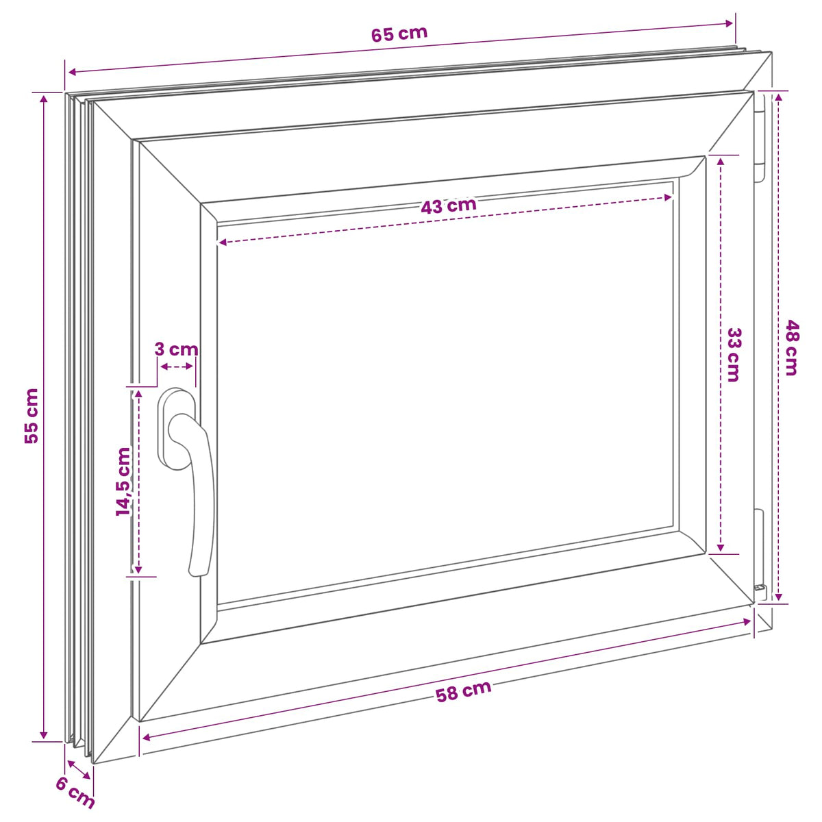 Kelderraam RISOR 50 x 55 cm PVC en glas
