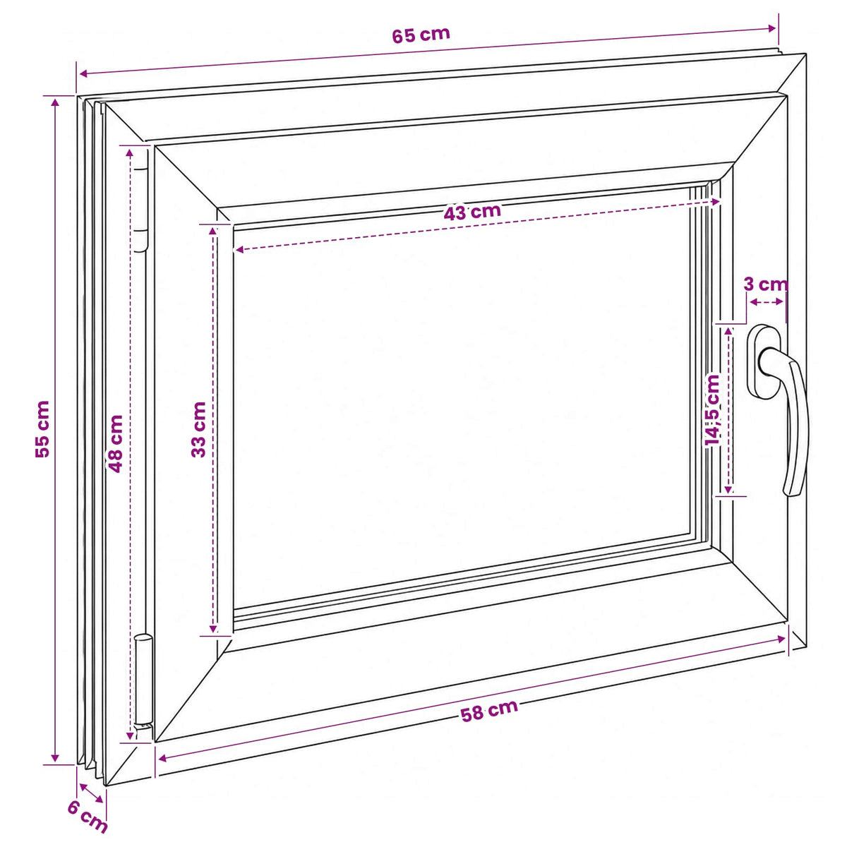 Kelderraam RISOR 50 x 55 cm PVC en glas
