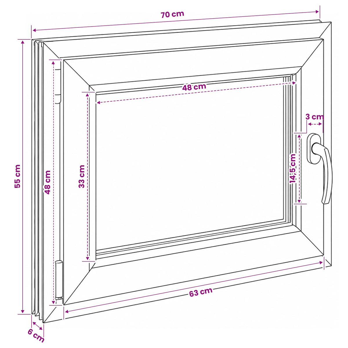 Kelderraam RISOR 50 x 55 cm PVC en glas
