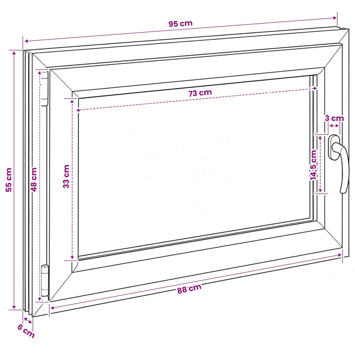 Kelderraam RISOR 50 x 55 cm PVC en glas