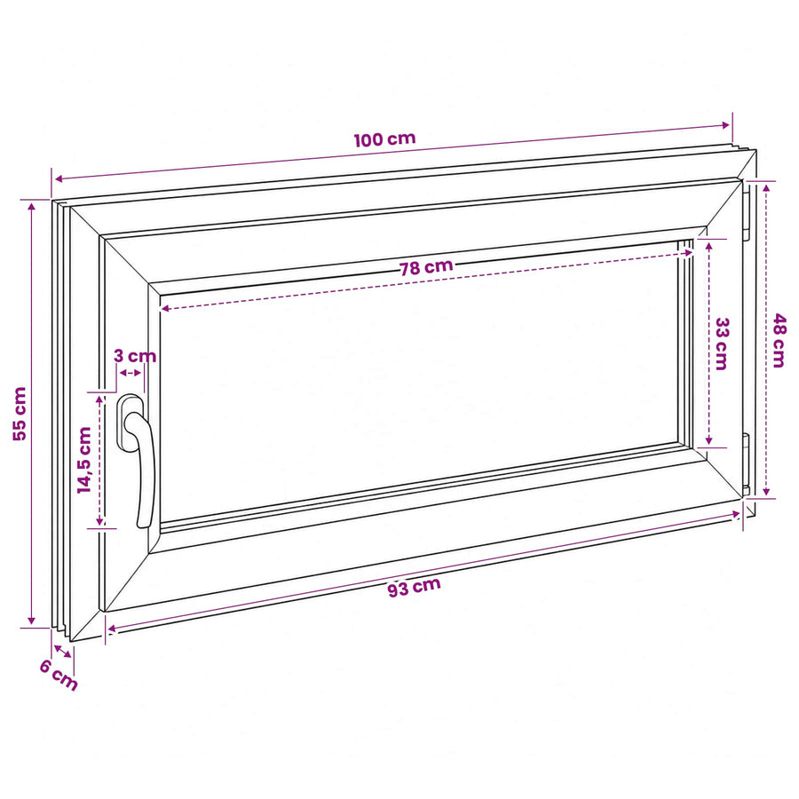 Kelderraam RISOR 100 x 55 cm PVC en glas