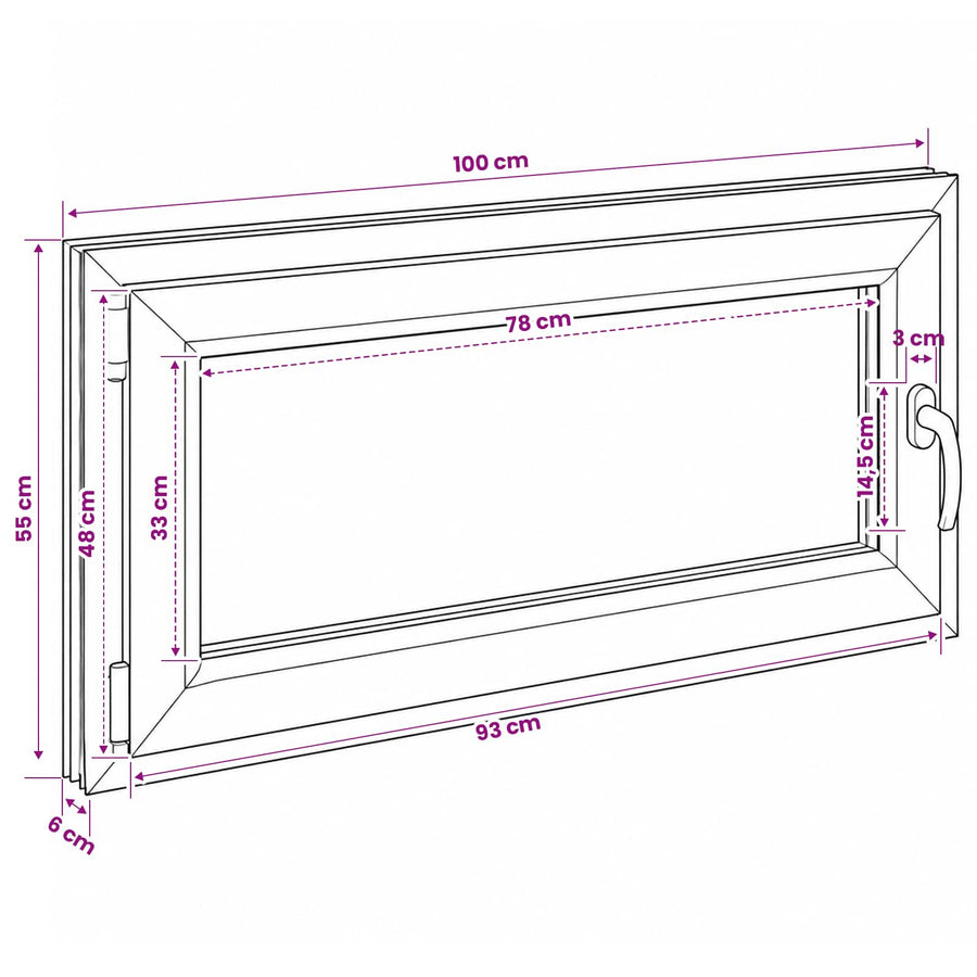 Kelderraam RISOR 100 x 55 cm PVC en glas