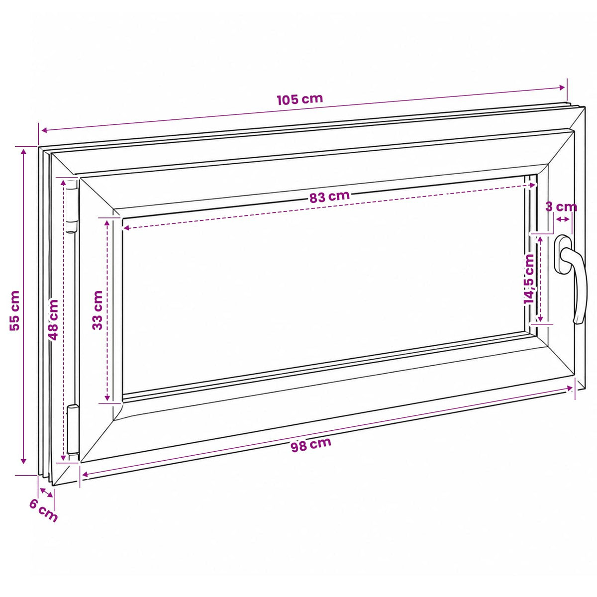 Kelderraam RISOR 50 x 55 cm PVC en glas