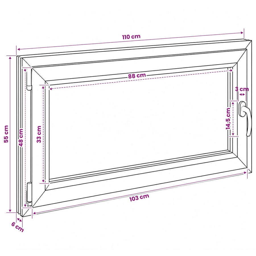 Kelderraam RISOR 110 x 55 cm PVC en glas