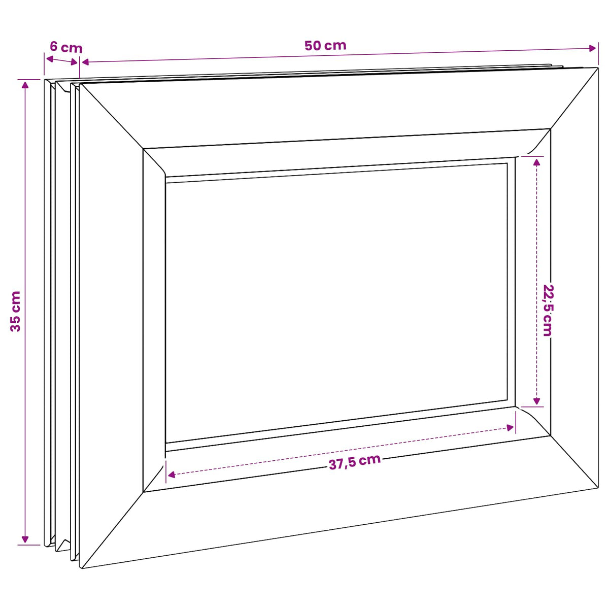Kelderraam RISOR 50 x 35 cm PVC en glas