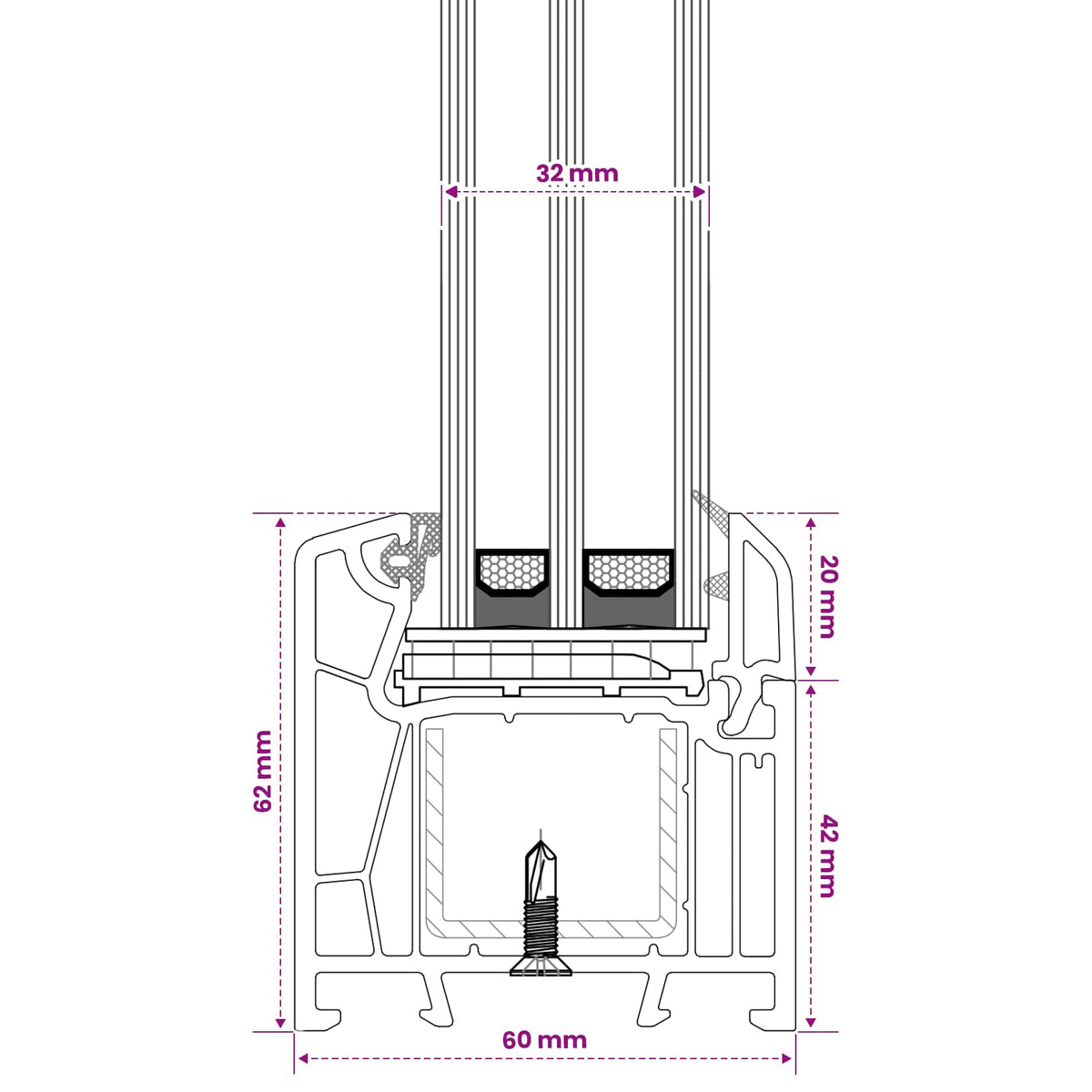 Kelderraam RISOR 35 x 80 cm PVC en glas