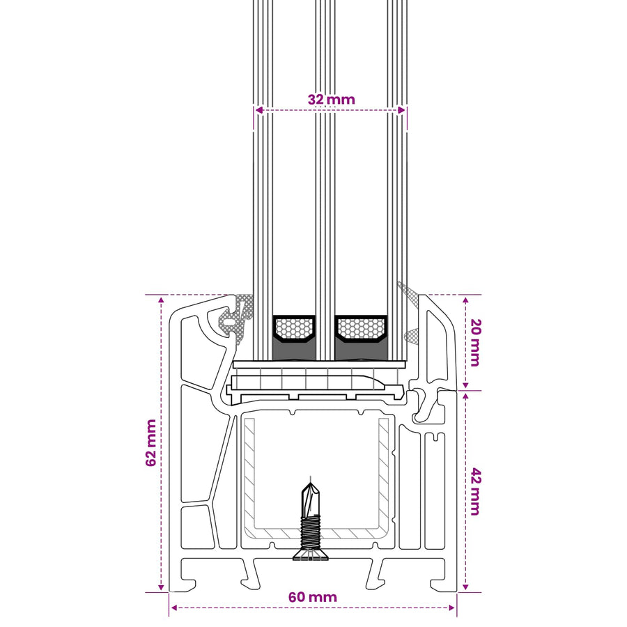 Kelderraam RISOR 35 x 80 cm PVC en glas