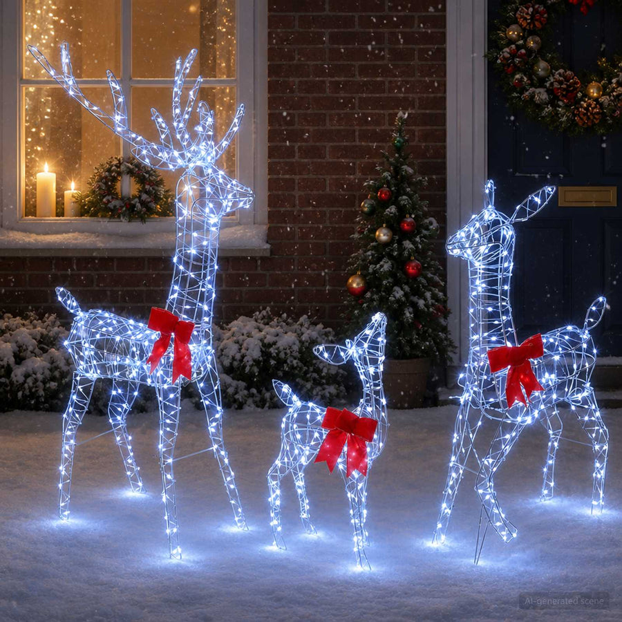 Kerst led-rendierfamilie 700 LED's Wit 70 x 26 x 128 cm