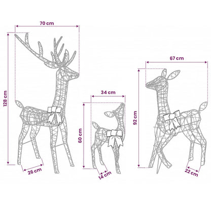 Kerst led-rendierfamilie 700 LED's Wit 70 x 26 x 128 cm
