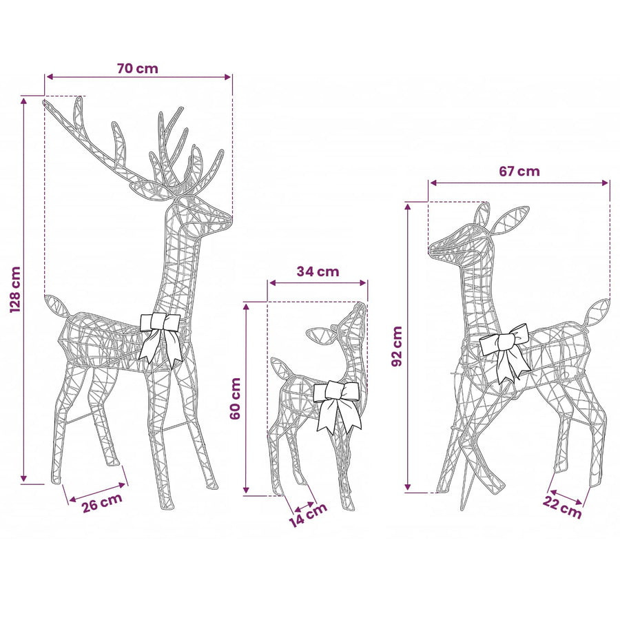 Kerst led-rendierfamilie 700 LED's Wit 70 x 26 x 128 cm