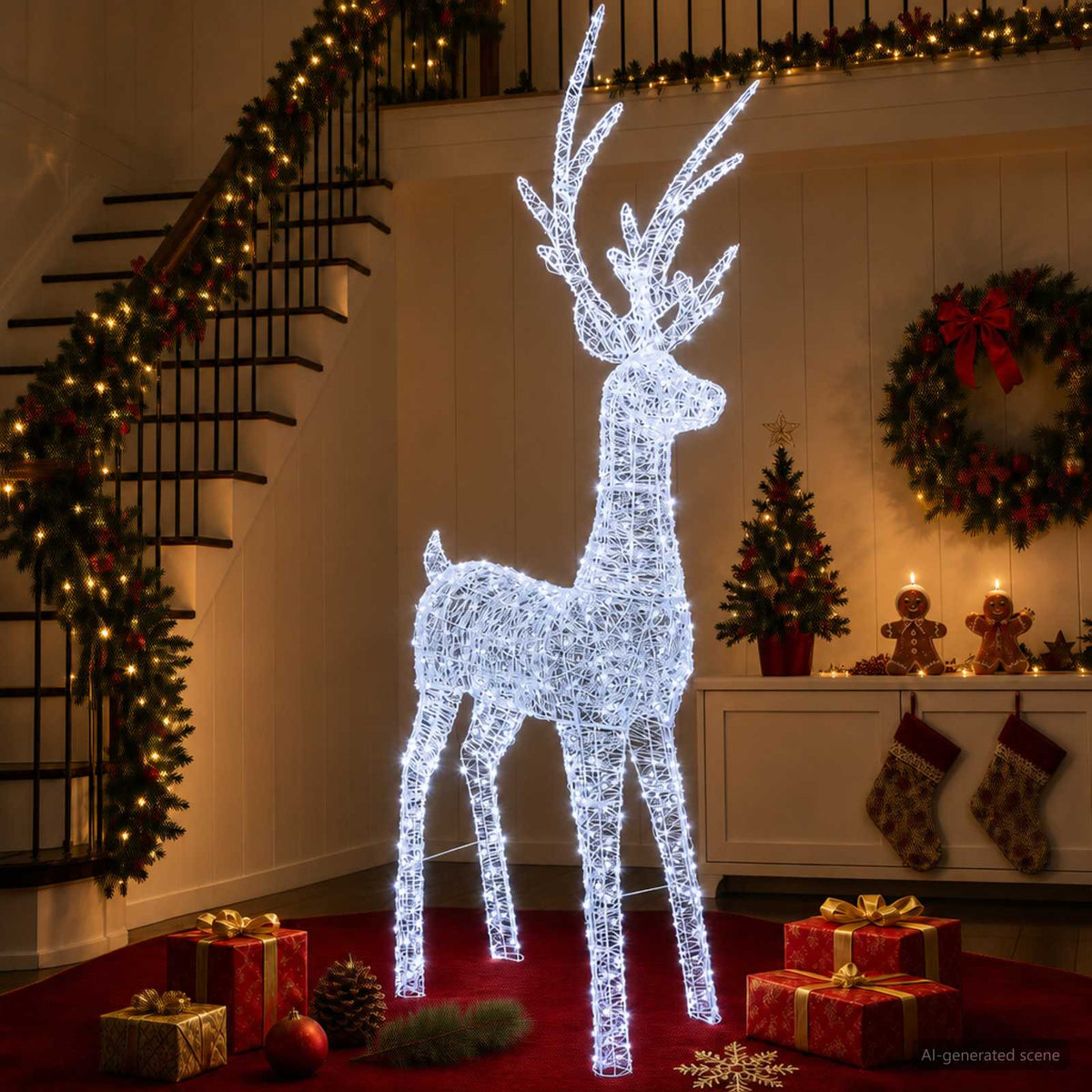 Led-kerstverlichting rendier 1000 LED's Wit 122 x 56 x 270 cm