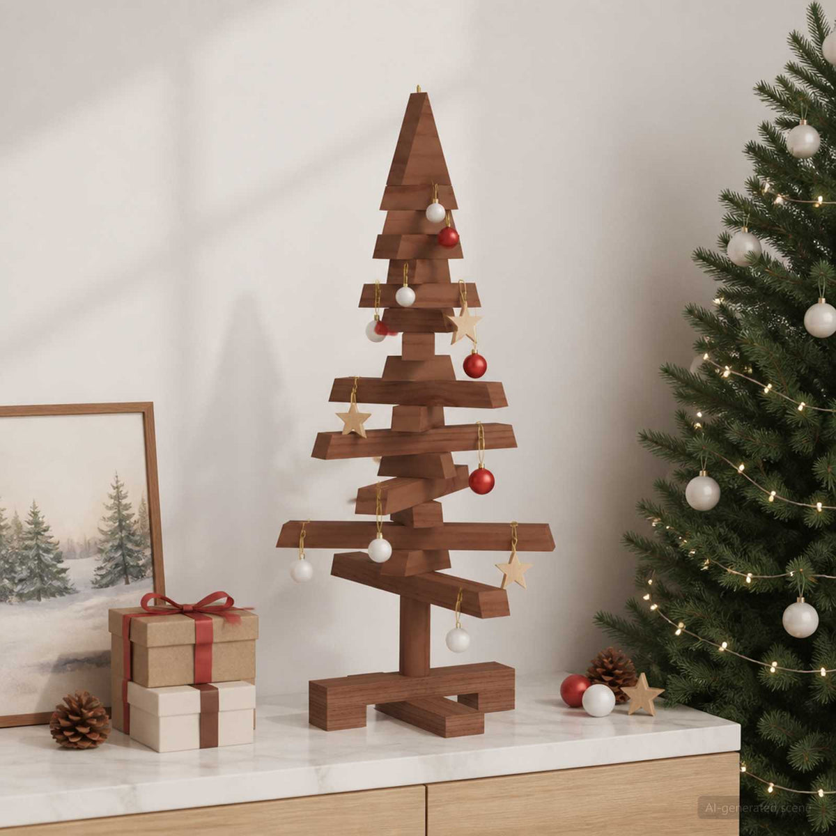Houten kerstboom KOTKA 60 cm Massief grenenhout