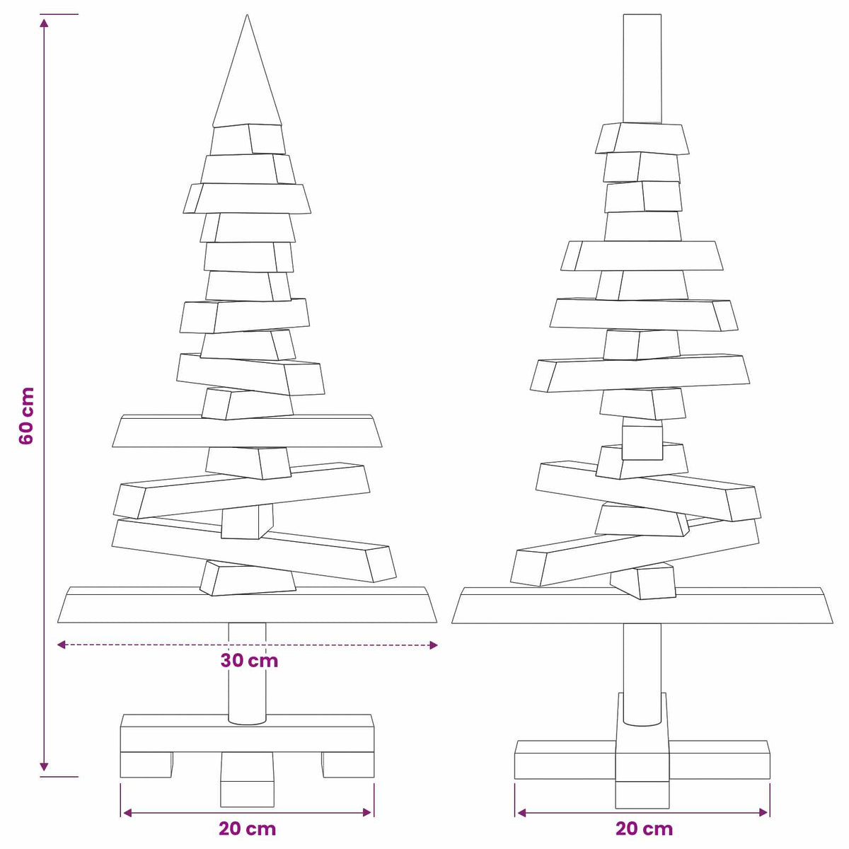 Houten kerstboom KOTKA 60 cm Massief grenenhout