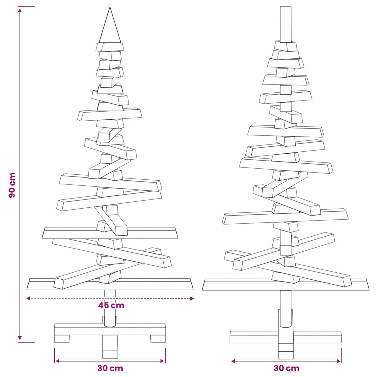 Houten kerstboom KOTKA 90 cm Massief grenenhout