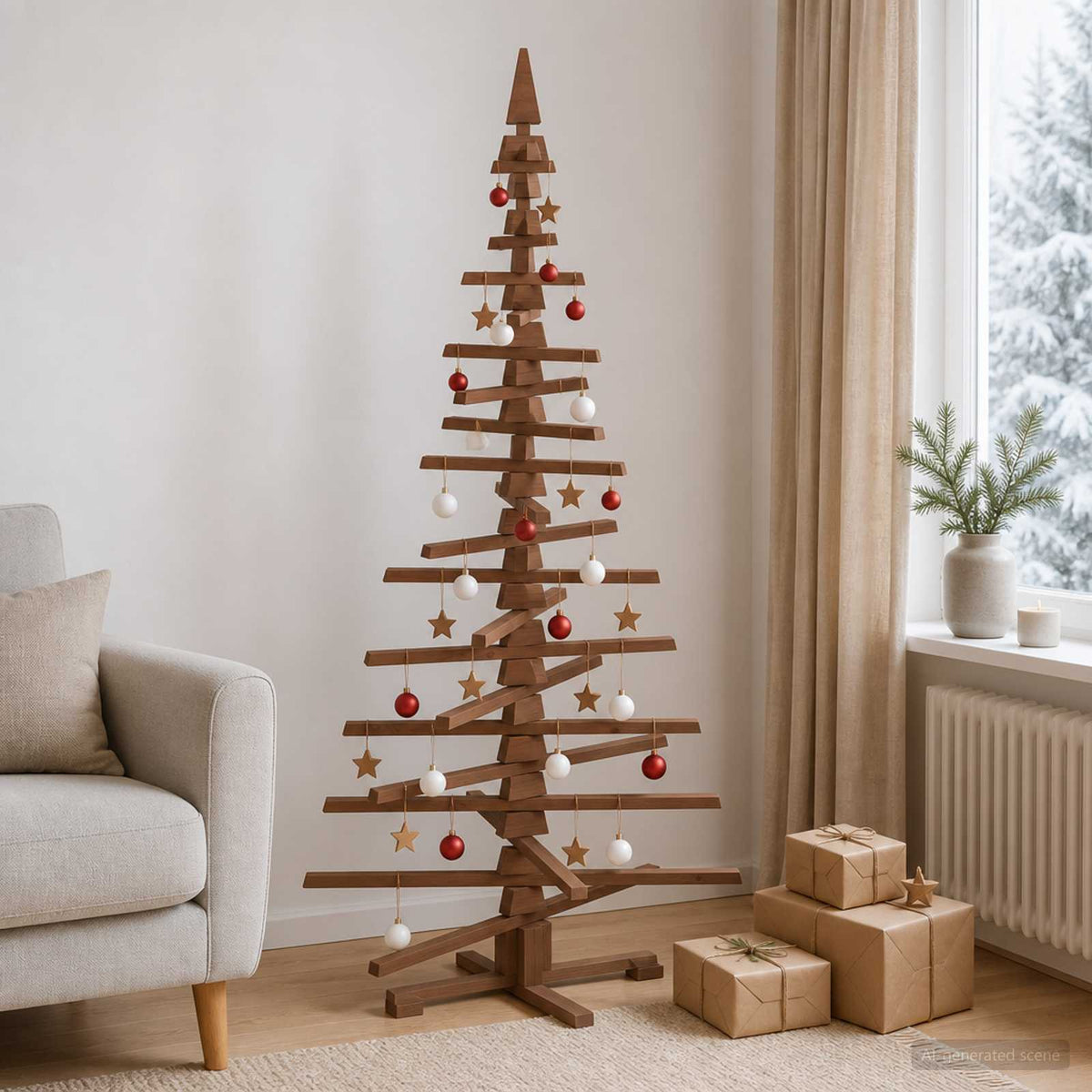 Houten kerstboom KOTKA 180 cm Massief grenenhout