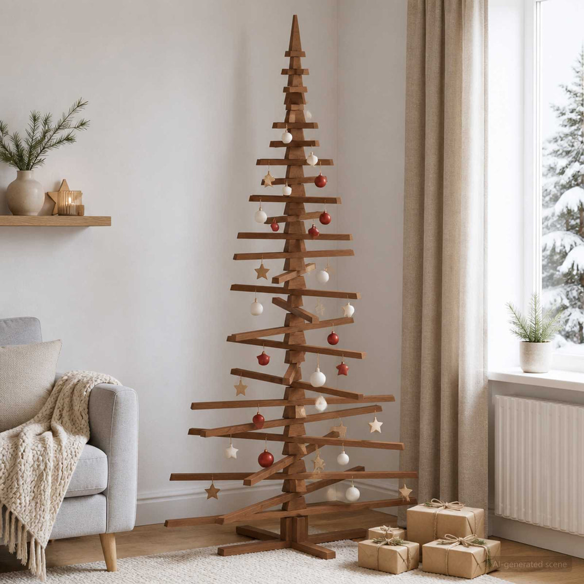 Houten kerstboom KOTKA 210 cm Massief grenenhout