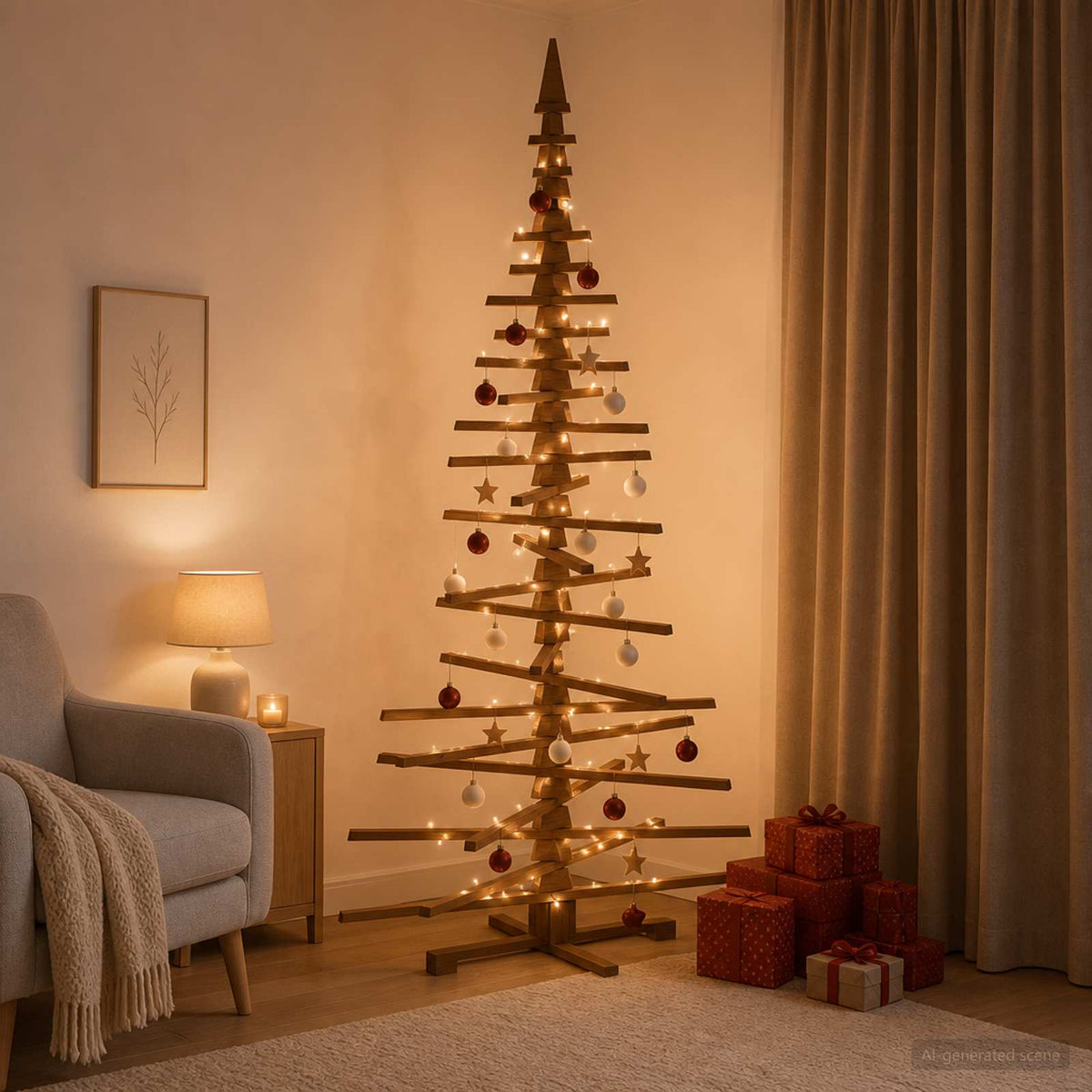 Houten kerstboom KOTKA 210 cm Massief grenenhout