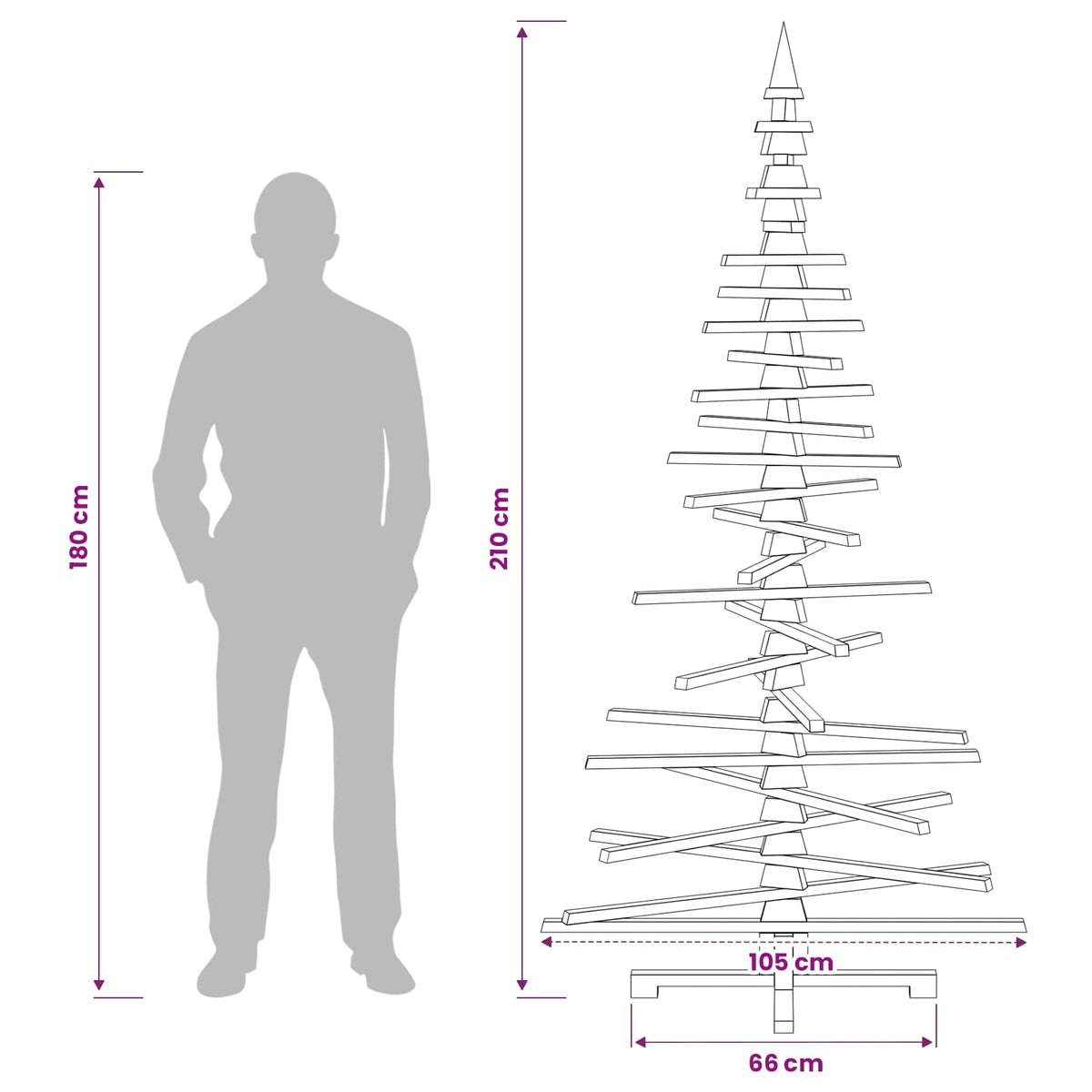 Houten kerstboom KOTKA 210 cm Massief grenenhout