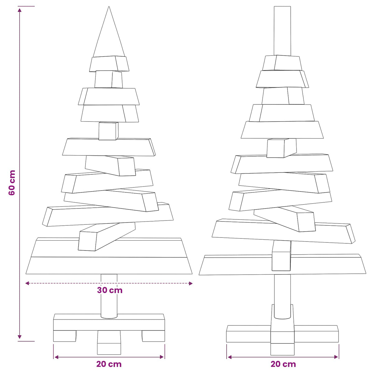 Houten kerstboom KOTKA 60 cm Massief grenenhout