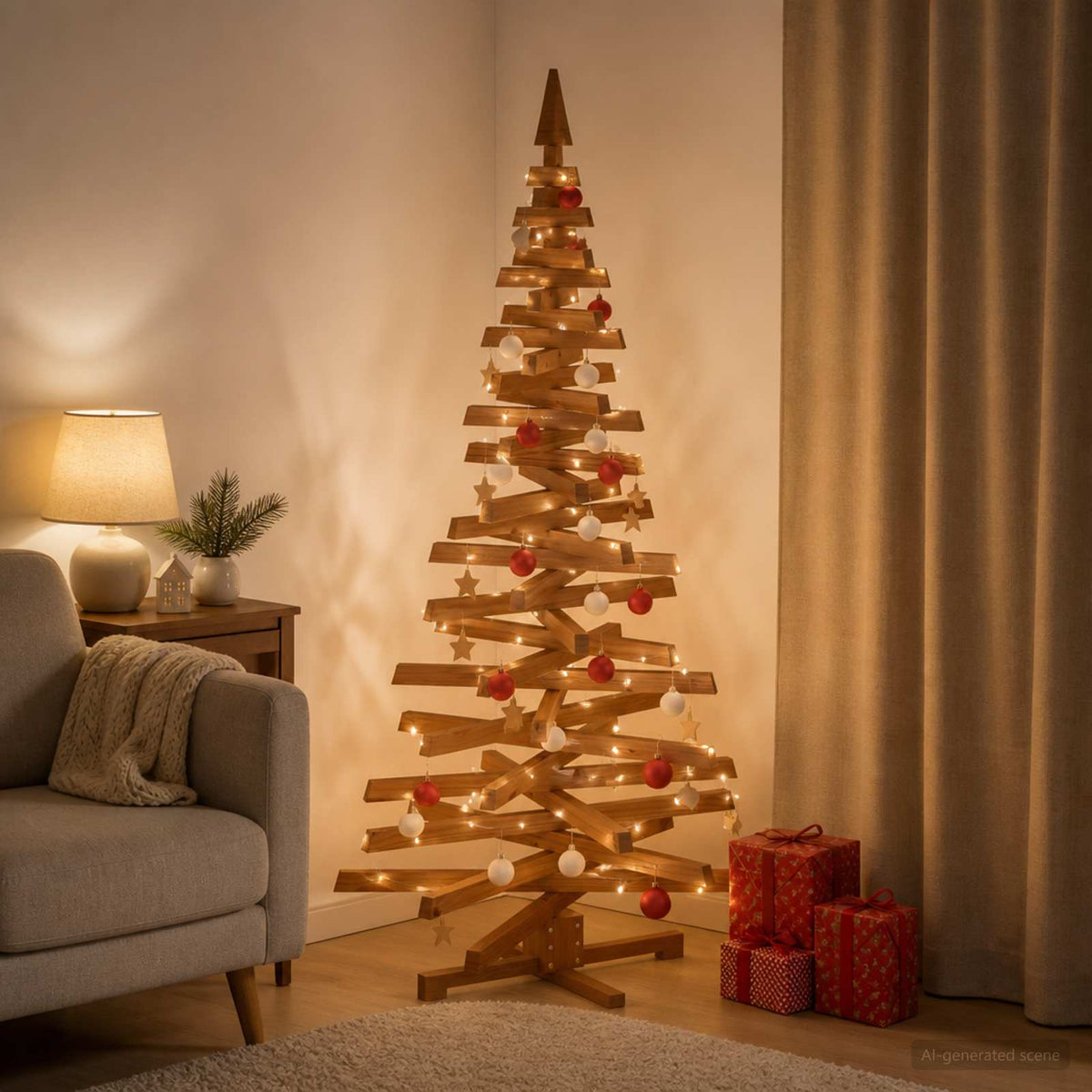 Houten kerstboom KOTKA 180 cm Massief grenenhout
