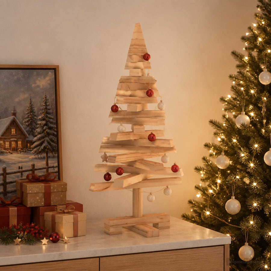 Houten kerstboom KOTKA 60 cm Massief grenenhout Natuurlijk