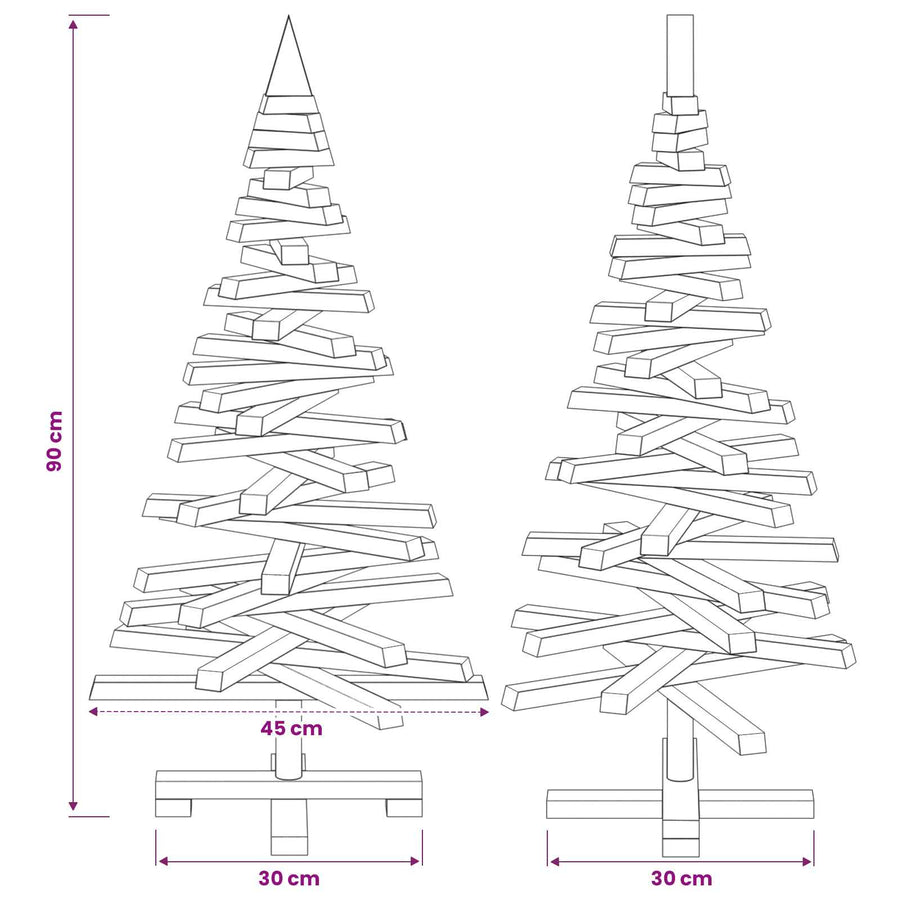 Houten kerstboom KOTKA 90 cm Massief grenenhout Natuurlijk