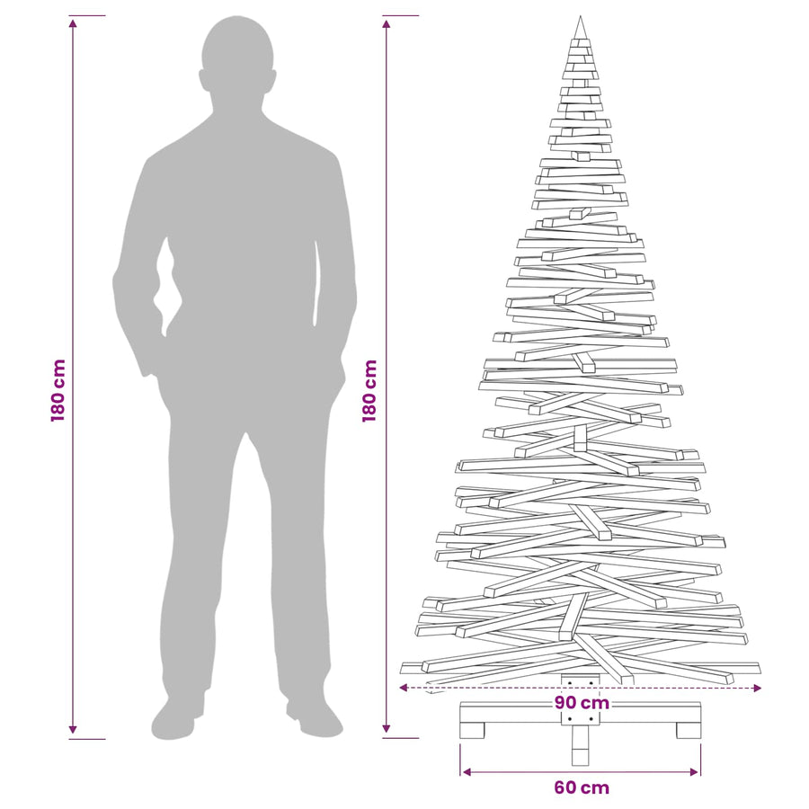 Houten kerstboom KOTKA 180 cm Massief grenenhout Natuurlijk