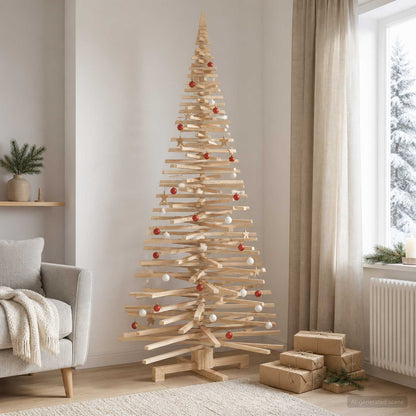 Houten kerstboom KOTKA 210 cm Massief grenenhout Natuurlijk