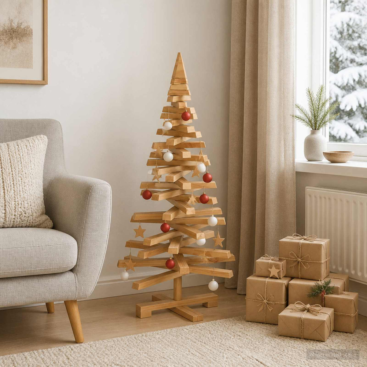 Houten kerstboom KOTKA 90 cm Massief grenenhout