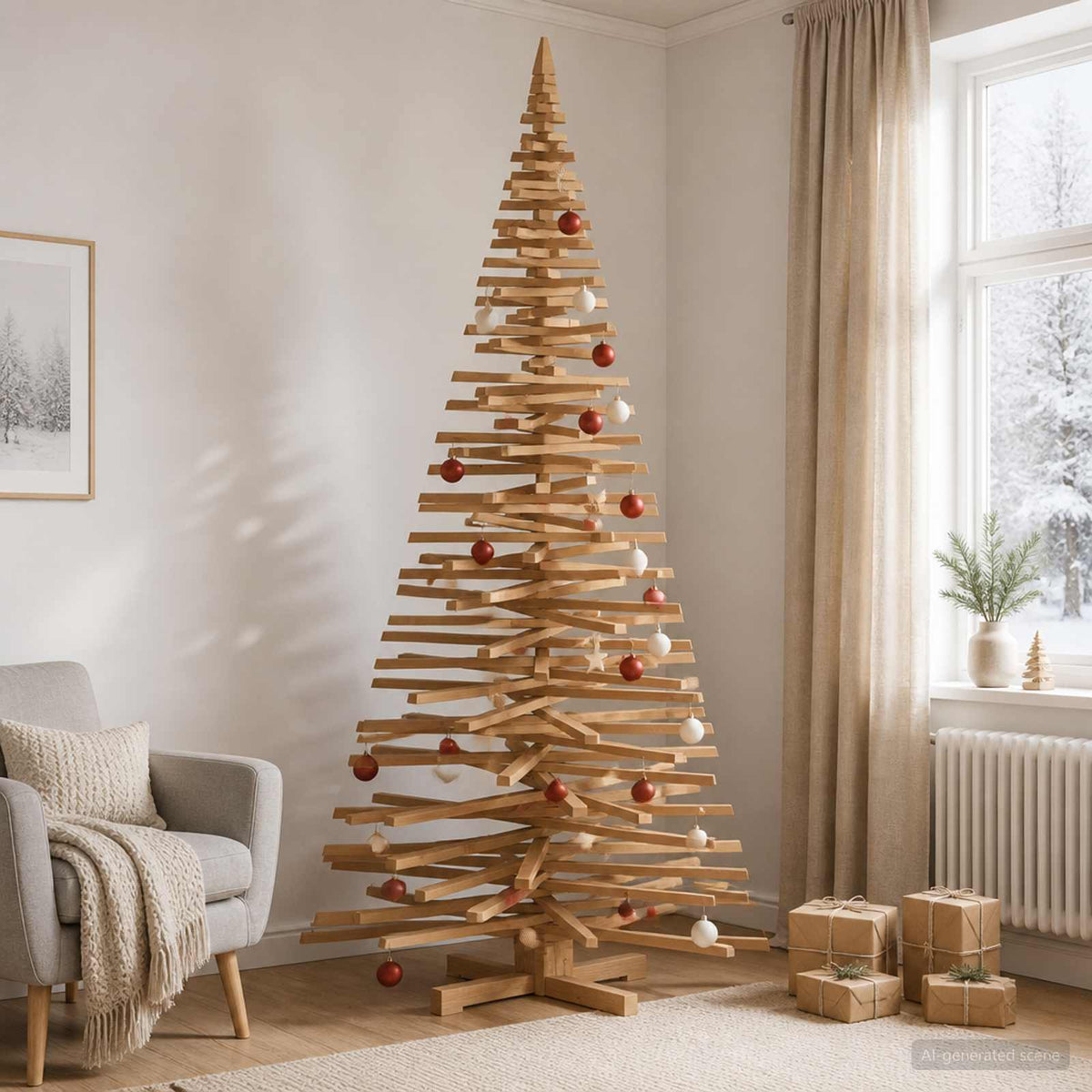 Houten kerstboom KOTKA 210 cm Massief grenenhout