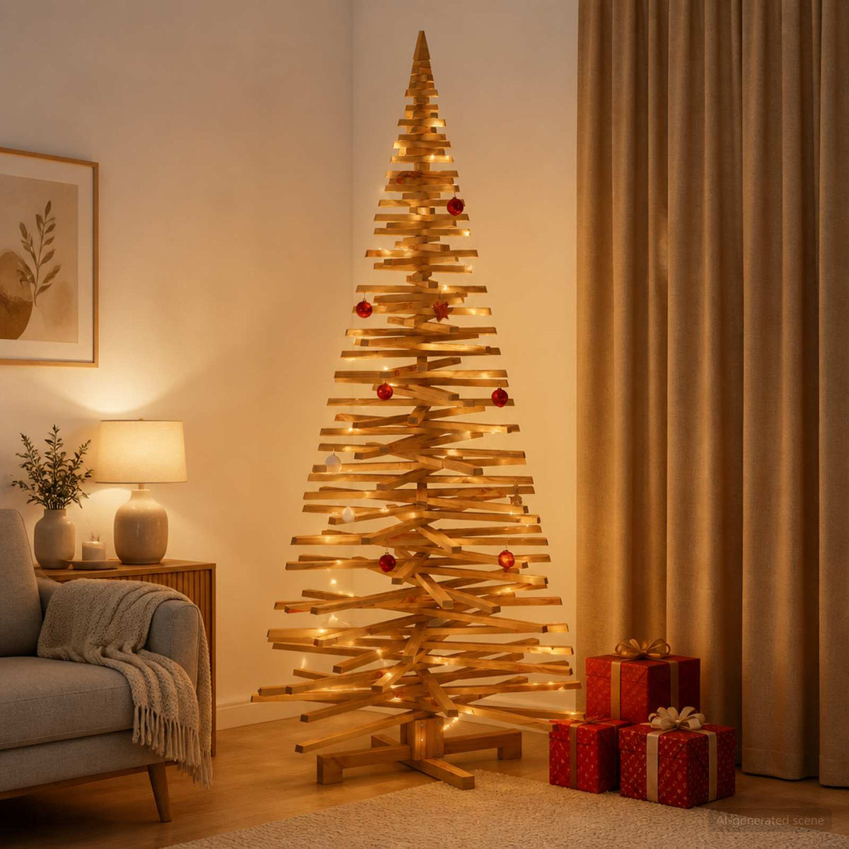 Houten kerstboom KOTKA 210 cm Massief grenenhout