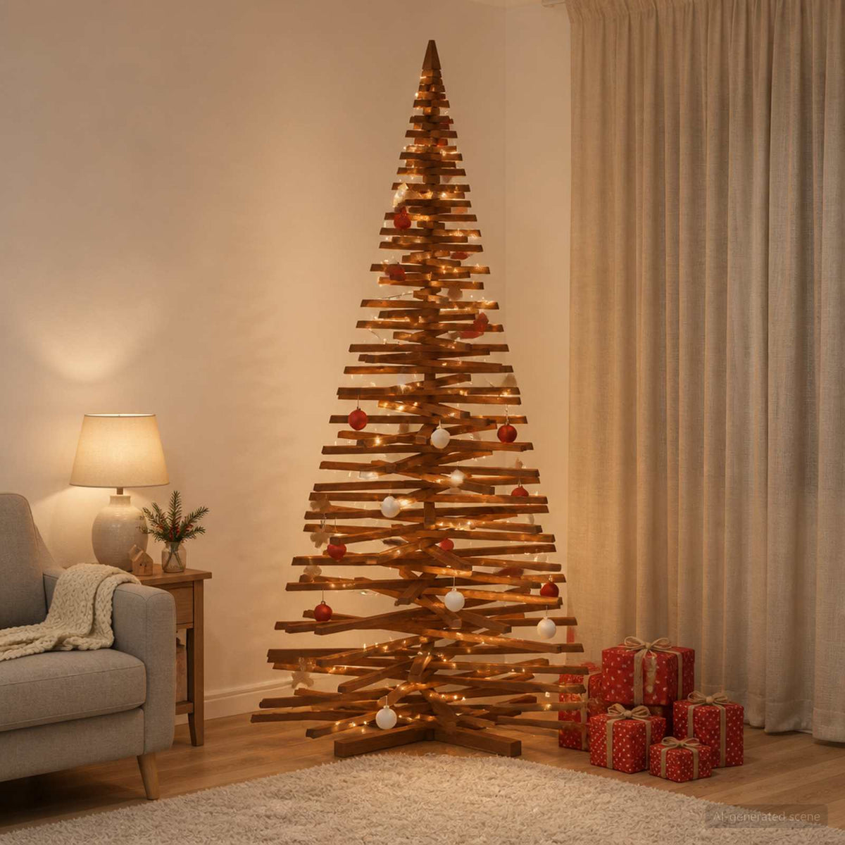 Houten kerstboom KOTKA 210 cm Massief grenenhout