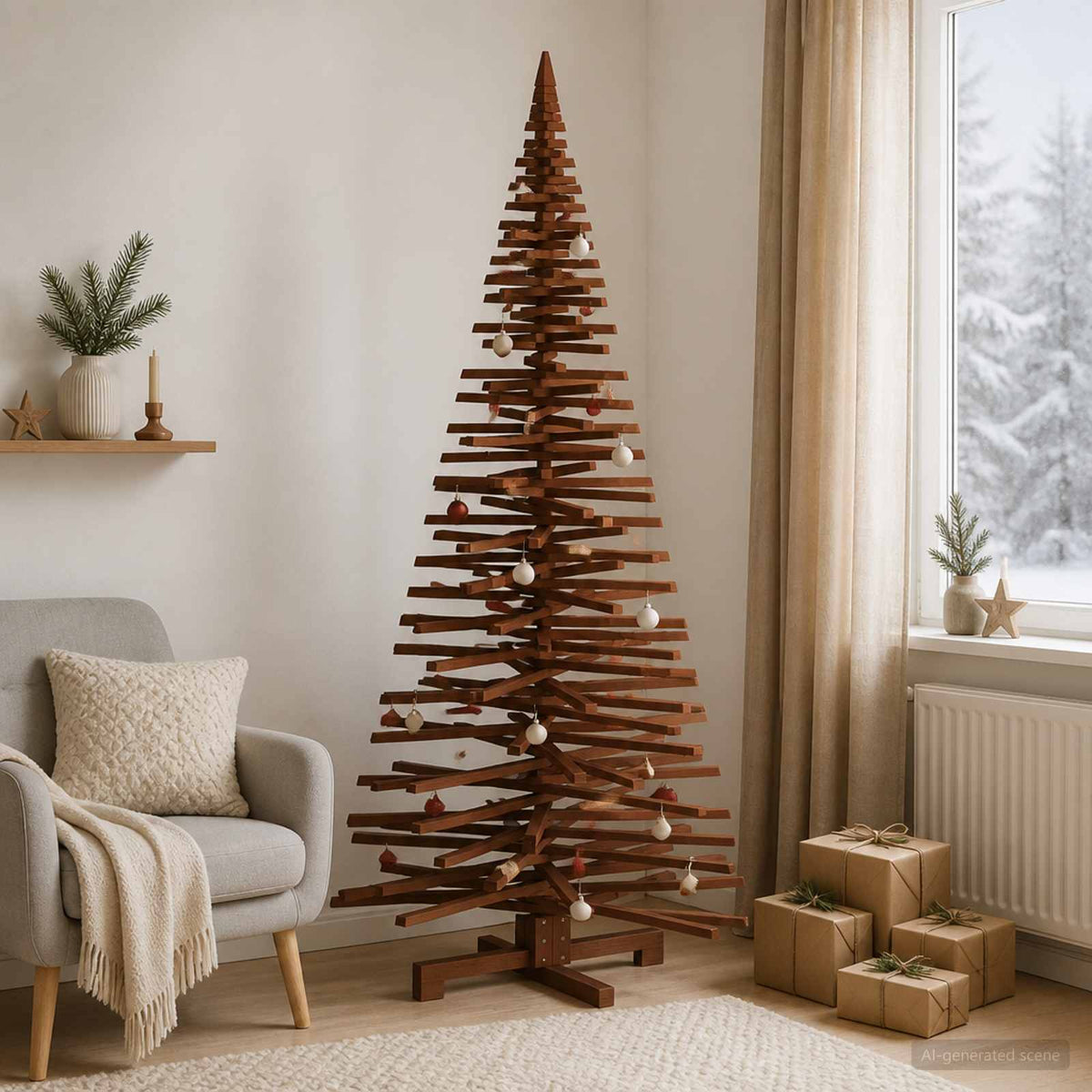 Houten kerstboom KOTKA 210 cm Massief grenenhout